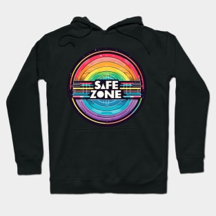 LGBT Safe zone Sign Rainbow Retro Hoodie